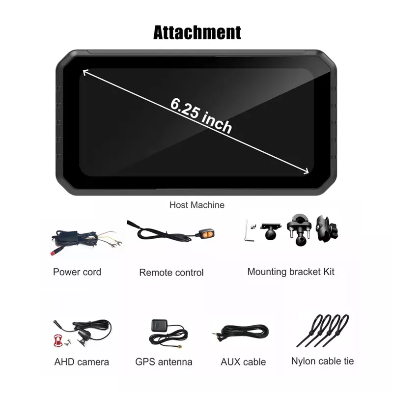 Motorcycle 6" GPS Dash Cam 1080P CarPlay/AA - C601 - Image 19